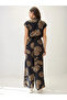 Tropical Print Wide-Leg Jumpsuit in Black - 8