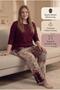 Women's Plus Size Capri Sleeve Burgundy Pajama Set C4T5N381 - 2
