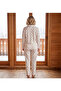 Women's Suede Fabric Front Buttoned Long Sleeve Pajama Set - 3