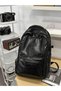 Black Faux Leather Backpack - 3