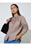 Brown Striped Mandarin Collar Long Sleeves Shirt