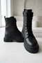Armada Black Leather (5 cm Sole) Zippered Lace-Up Thick Soled Women's Daily Boots - 3