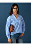Blue Striped Long Sleeve Blouse for Women - V-Neck Comfort Fit - 6