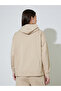 Beige Printed Zip-Up Longlined Oversized Hoodie - 7