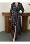 100% Cotton Pocketed Plaid Long Shirt Dress
