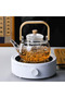 Electric Mini Coffee Pot Warmer Portable 800W Ceramic Stove Round Hot Plate Countertop Burner for Boiling Water Tea Coffee (Black Stove Electric) - 2