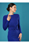 Blue Long Sleeve Midi Bodycon Dress for Daytime - 5