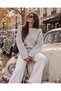 Women's light grey crew neck oversized soft knit sweater 701 - 2