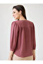 Pink V-Neck 3/4 Sleeve Blouse for Women - 8