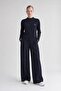 Hakim Collar Front Buttoned Blouse Navy Blue