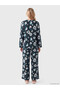 Alita City with a Difference from Lcw Dream Green Floral Long Sleeve Women's Pajama Set - 4