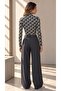 Women's Black Paris Patterned High Neck Long Sleeve Viscose Fabric Cropped Blouse - 8