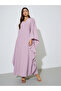 Purple Solid Batwing Sleeves V-Neck Maxi Kaftan
