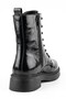 Women's Black Patent Leather Lace-Up and Zippered Boots Yoru - 5