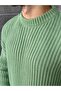 Corded Knitted Basic Oversized Knitwear Sweater m - Green - 2