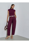 Burgundy Solid Ankle Length Relaxed Fit Trousers - 2