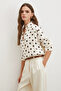 Polka Dot Satin Shirt Brown - 5