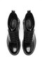 Women's Black Patent Leather Lace-Up and Zippered Boots Yoru - 3