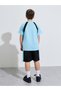 Teen Boys Blue Color Block Raglan Sleeves T-Shirt and Shorts Set - 6