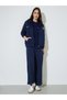 Navy Blue Slogan Embroidered Short Sleeves Oversized T-Shirt - 6
