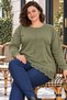 Women's Plus Size Crystal Fabric Asymmetrical Lace Detailed Long Sleeve Blouse - 4