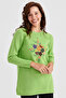 Women's Crew Neck Embroidered Front Long Wool Sweater A.E.Green - 5