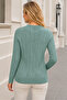 Women's Crew Neck Long Sleeve Hair Braided Patterned Elegant Soft Textured Casual Mint Knitwear Sweater - 3