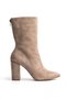 Women's Beige Winter Suede Back Zipper Pointed Toe Thin Heeled Boots Kilos - 2