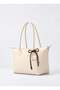 Cream Women's Decorated Zippered Shopper Shoulder Bag