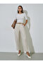 Cream Solid Ankle Length Relaxed Fit Trousers - 2