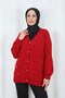 V-Neck Button Detailed Knitwear Cardigan Red Hnt2810 - 6