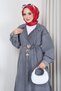 Women's Double-Breasted Collar Pocket Denim Jeans Kimono Cap - 3