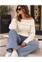 New Season Premium Quality Madonna Collar Off-The-Shoulder Knitwear Women's Sweater - 2