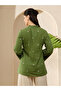 Green Cotton Slub V-Neck Bell Sleeve Tunic with Tie-Up Detail - 3