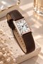 Blanco Women's Wristwatch White Dial Rose Gold Silver Color Rectangular Case Brown Leather Band Roman Numerals Minimal Vintage Classic Elegant Analog Watch 2026 - 4