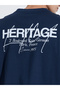 Navy Blue Slogan Print Crew Neck Oversized T-Shirt - 5