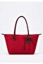 Red Women's Decorated Zippered Shopper Shoulder Bag