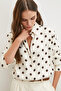 Polka Dot Satin Shirt Brown - 6