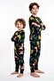 Dinosaur Patterned Black Long Sleeve Boy's Pajama Set