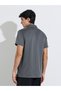 Charcoal Solid High Neck Zip Active T-Shirt - 5