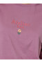 Pink Slogan Embroidered Short Sleeves Regular Fit T-Shirt - 4