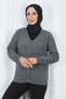 V-Neck Button Detailed Knitwear Cardigan Gray Hnt2810 - 6