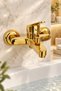Gold Brass Bathroom Faucet Shower Tap Hot Cold Gold Single Handle - 2
