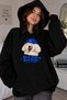 Women'S/Unisex Colorful Printed Black Hooded Sweatshirt & Hoodie