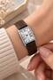 Blanco Women's Wristwatch Brown Dial Silver Color Rectangular Case Brown Leather Band Roman Numeral Minimal Vintage Stylish Analog Watch 2026 - 3