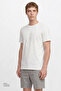 Men's White Cotton Slim Fit Slim Fit Crew Neck Printed Stretchy T-Shirt - 3
