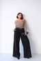 Women's Mink Viscose Ribbed Boat Neck Cross Draped Long Sleeve Fit Blouse - 4