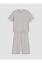 Alita City Lcw Teen Gray Oval Neck Young Girl Soft Touch T-Shirt and Pants with a Difference - 3