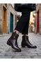 Women's Pointed Toe Block Heeled Zippered Cowboy Western Ankle Boots - Lavia - Brown Epson - 4