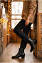 Women's Pointed Toe Block Heeled Zippered Cowboy Western Ankle Boots - Lavia - Black Epson - 5